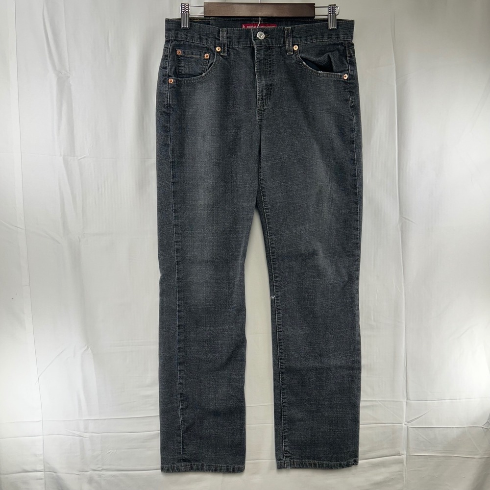 Levis 505 Nouveau Straight Stretch Jeans Womens 8 MIS M Black Faded Low Rise